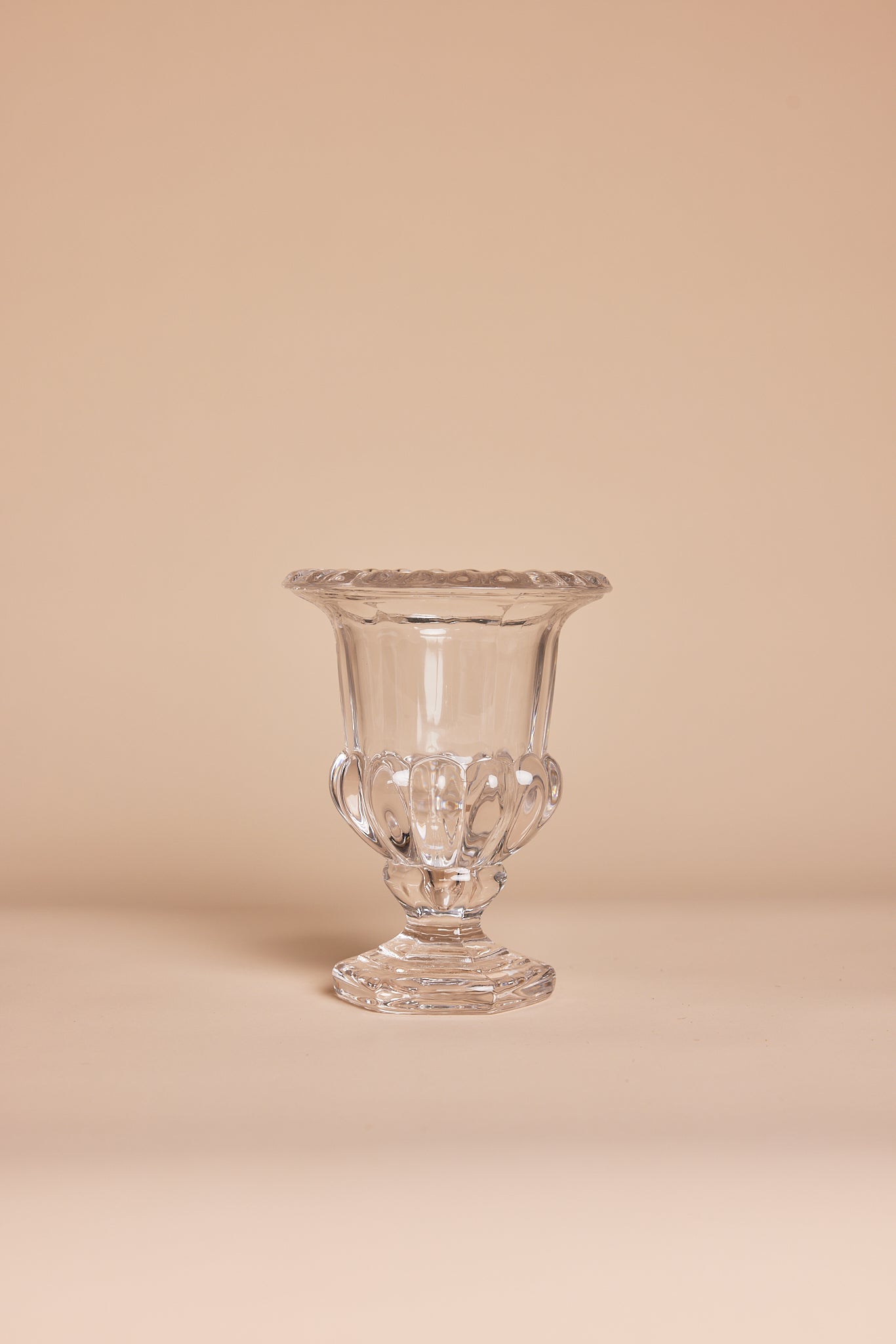 Clear glass vase with timeless floral detailing