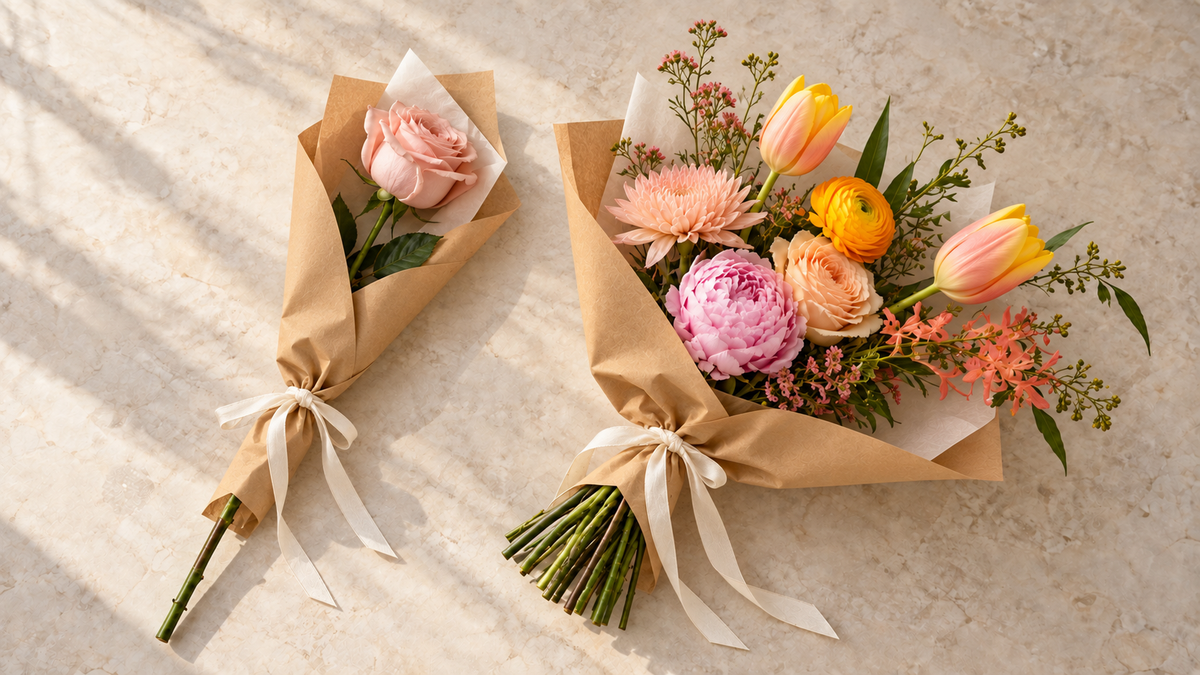 A Single Flower and Small Bouquet for a First Date